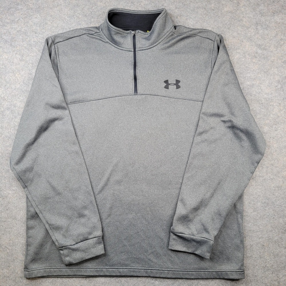 Under Armour Pullover Mens XL Gray Fleece 1/4 Zip Long Sleeve Athletic Top Gym